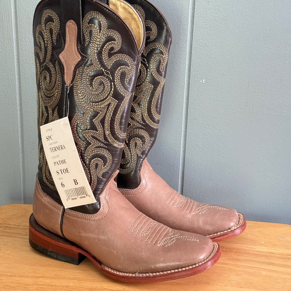 NWT Ferrini SPC Womens 6B Dusty Mauve Calf Leather Square Toe Western Boots